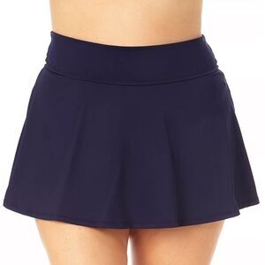 Anne Cole Women's Plus Size Color Rock Skirt Swim Bottom in Blue Size 20W Navy